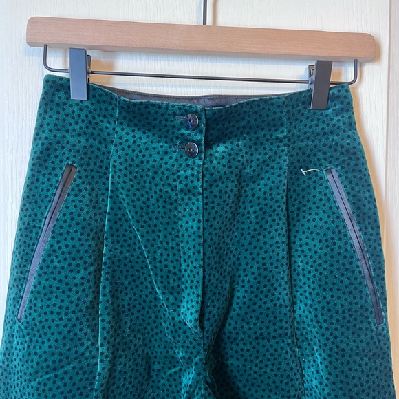 VINTAGE Escada by Margaretha Ley Green Velvet Pants Luxury Brand - Picture 3 of 8